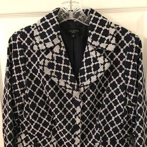 Talbots navy and white checked blazer